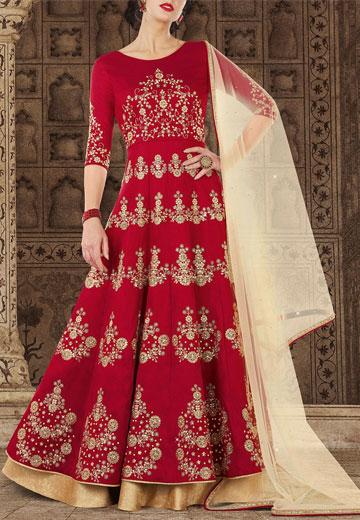 Red Anarkali Gown