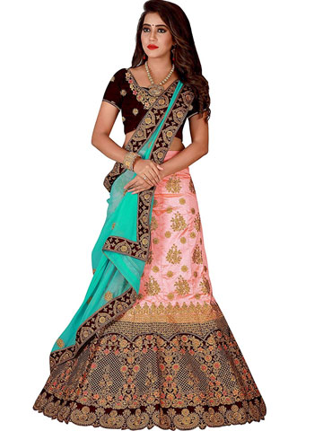 Silk and Velvet Lehenga Choli