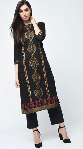 Straight Block Print Kurta