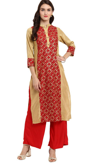 Straight Foil Print Kurti