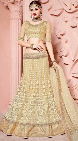 Tonal Embroidered Flared Lehenga