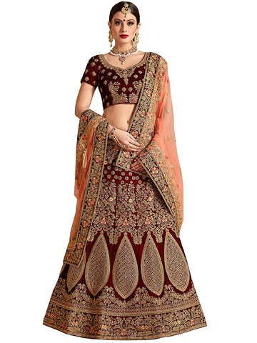 Velvet and Net Lehenga Choli 