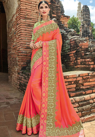 Zari Embroidered Border Saree