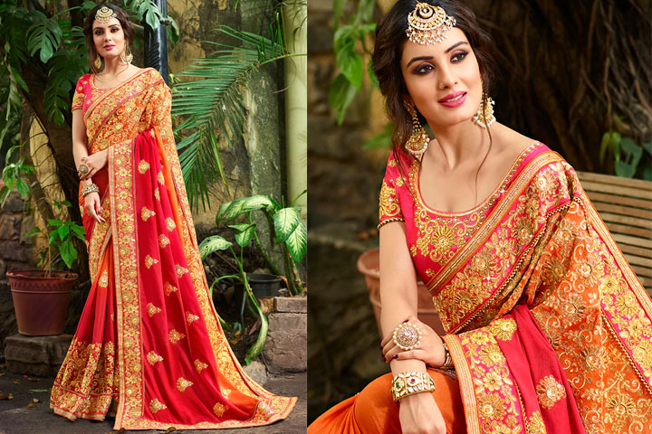 Zari Embroidered Saree With Blouse