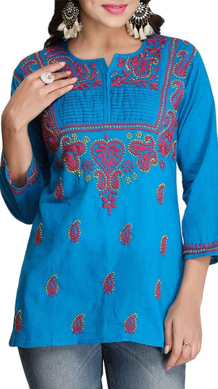 Cotton Three Quarter Sleeves Straight Kurti