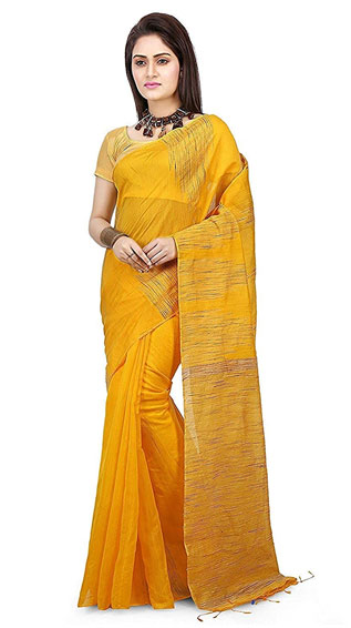 Ghicha Silk Cotton Yellow Saree