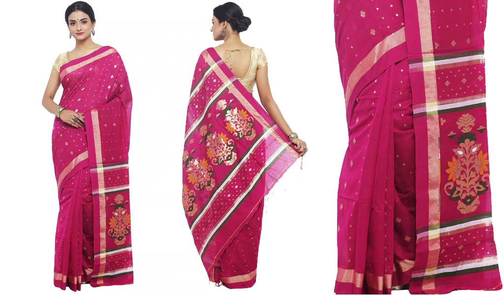 Golden Zari Jamdani Saree