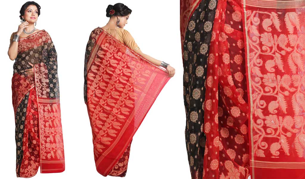Black Dhakai Jamdani Saree