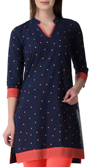 Blue Cotton Straight Kurti
