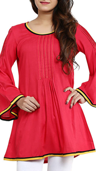 Pink Rayon A-Line Kurta