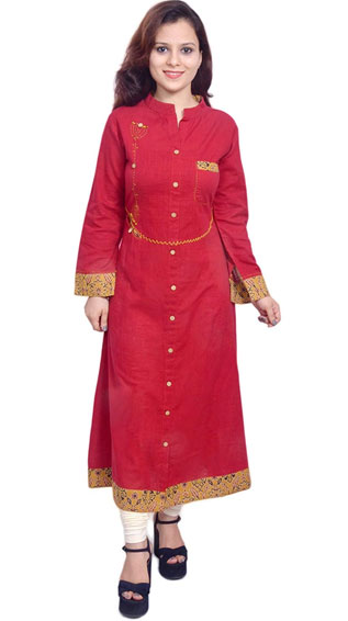 CottonSlub A-Line Printed Kurti