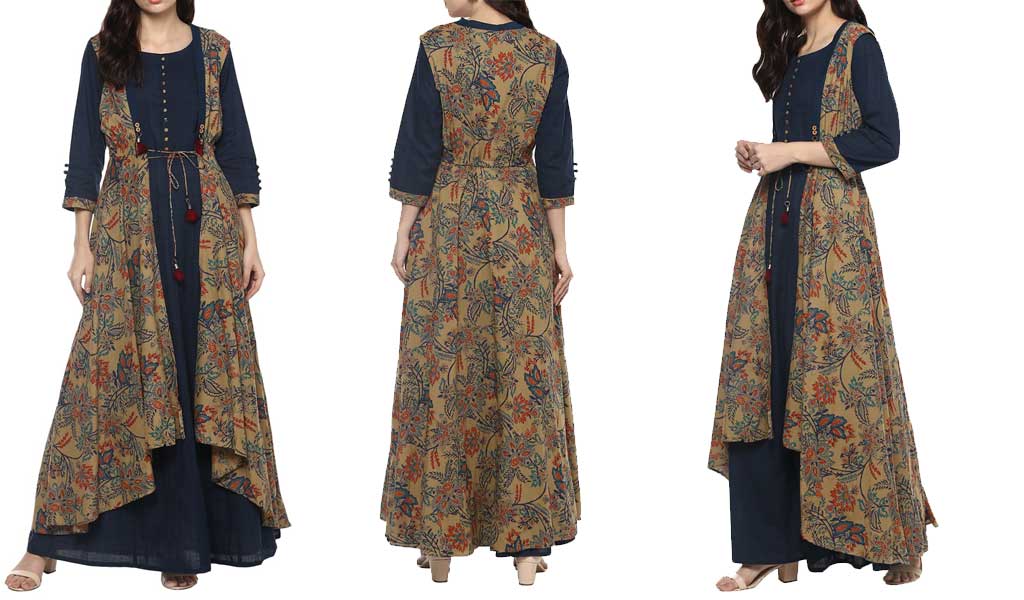 Brown Cotton Kurta & Shrug