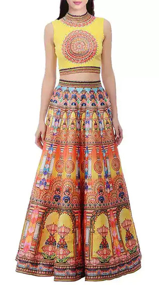 Silk Printed Semi-Stitched Lehenga