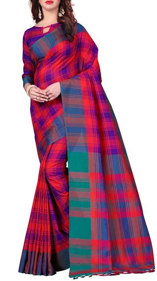 Checkered Tussar Saree