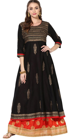 Black Long Anarkali kurti