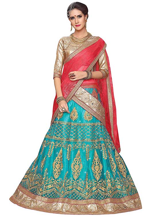 Blue Net Lehenga Choli 