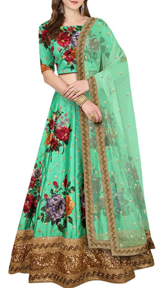 Floral Printed Embellished Lehanga