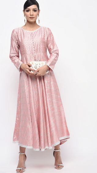 Foil Print Silk Anarkali Kurti