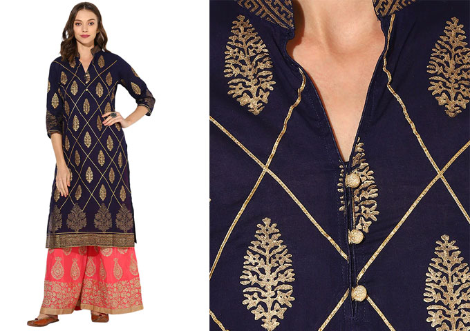 Foil Print Straight Kurti