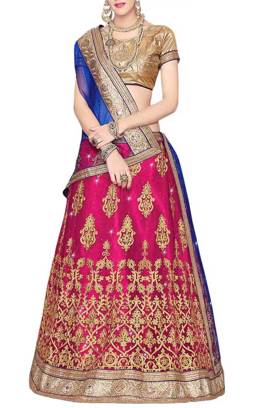  Gold Embroidered A-Line Lehenga