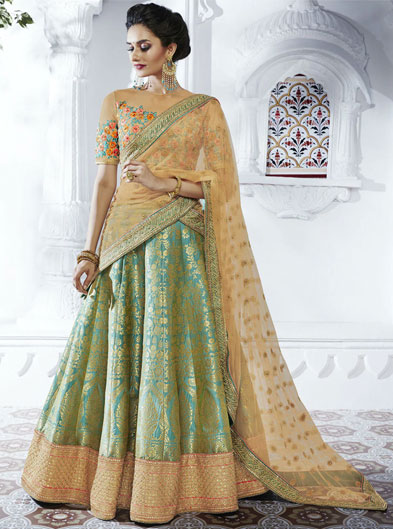 Green Panelled Lehenga