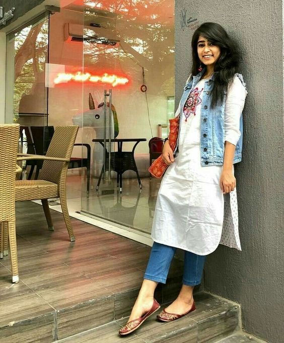 Kurti With Denim Jacket