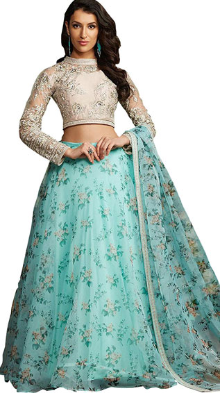 Net Heavy Embroidery Lehenga 