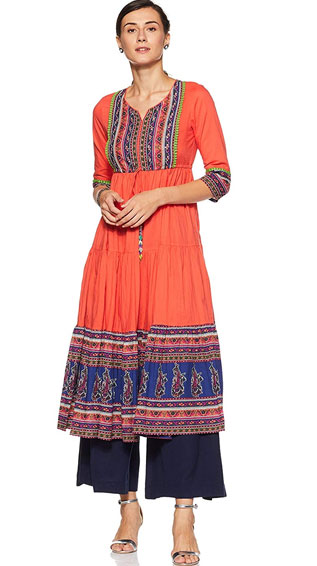 Orange Anarkali Kurti