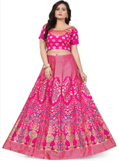 Printed Semi Stitched Lehenga Choli