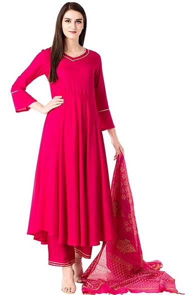 Rayon Kurta With Palazzo Pant Dupatta 