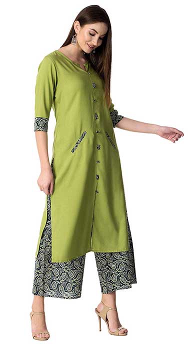 Rayon Salwar Suit Set (Green)