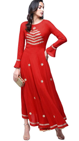 Red A-Line Kurti