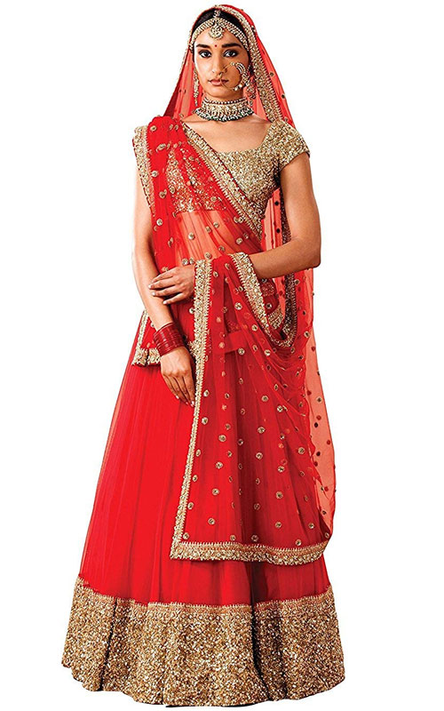 Red Art Silk Lehenga Choli