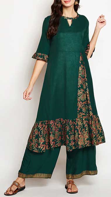 Ruffled Kurti With Palazzo Set