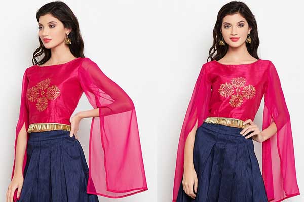 Slit Sleeved Printed Blouse