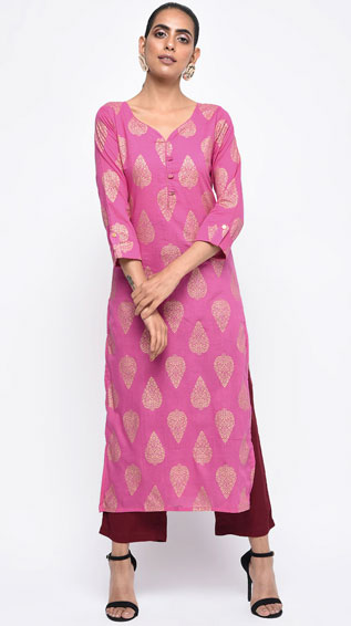 Straight Block Print Kurti