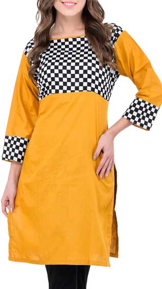 Yellow Cotton Regular Kurta