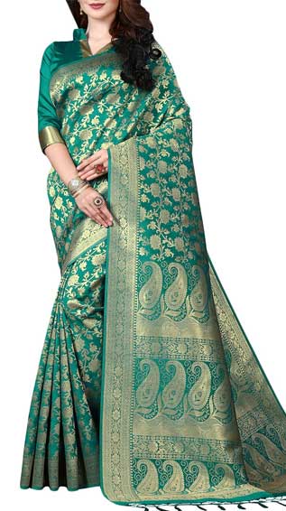 Zari Woven Banarasi Silk Saree With Blouse