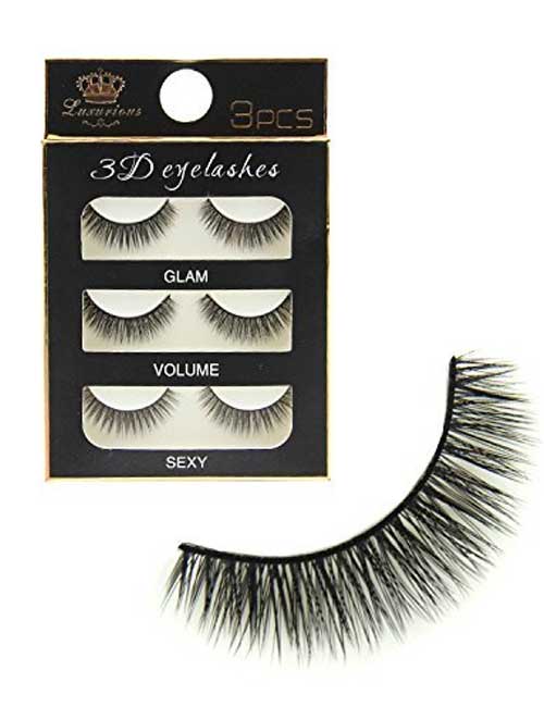  3 Pairs Black Handmade Natural 3D Thick Long False Eyelashes