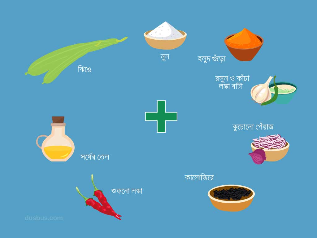 ঝিঙে ভর্তা রেসিপির উপকরণ