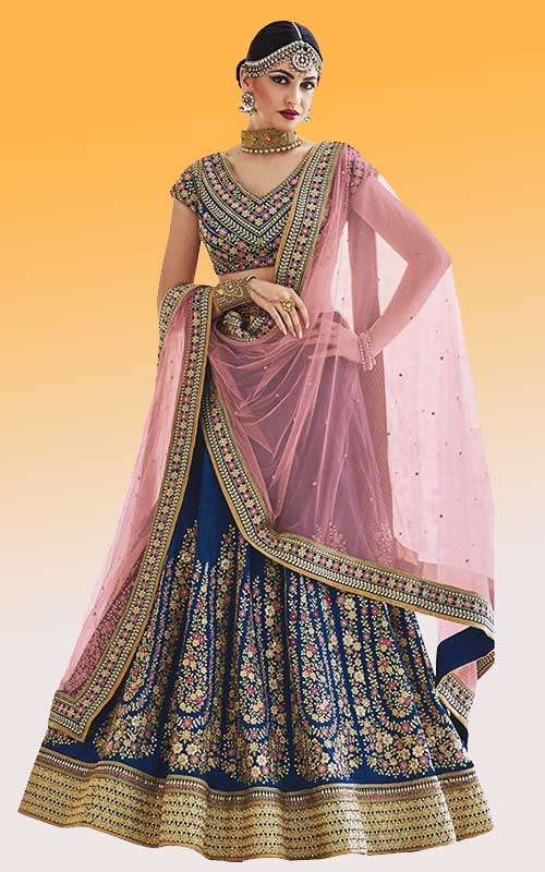 Bangalore Silk Embroidered Lehenga