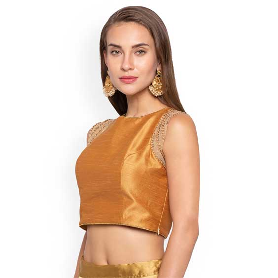 Gold-Coloured Solid Blouse