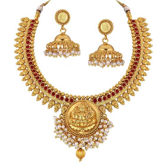 Gold Plated Temple Necklace Set 