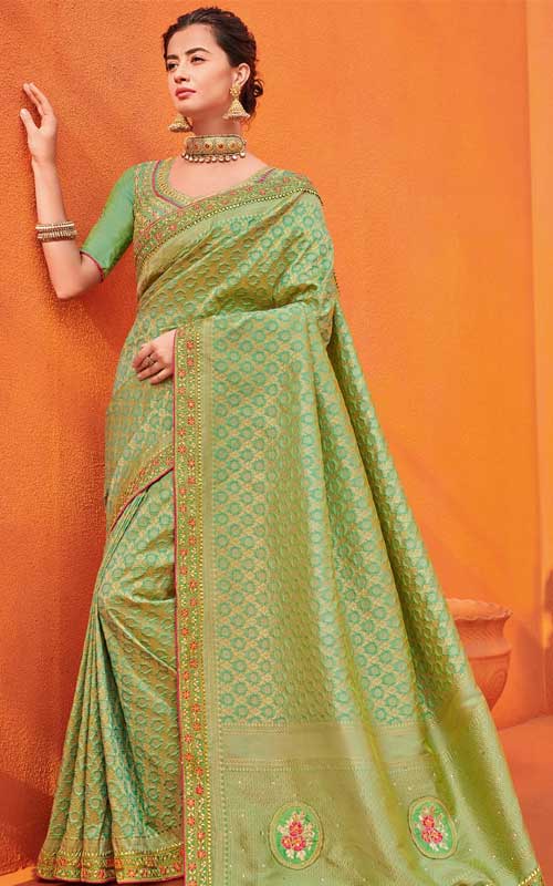 Green Banarasi Saree