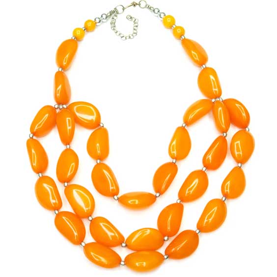 Orange Beaded Layered Necklace