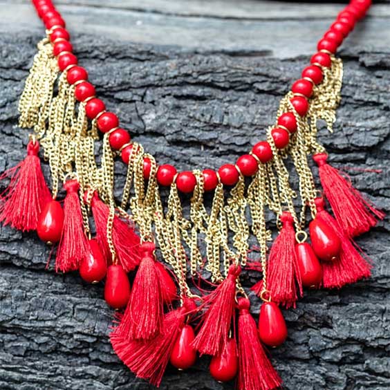 Red Cotton Necklace