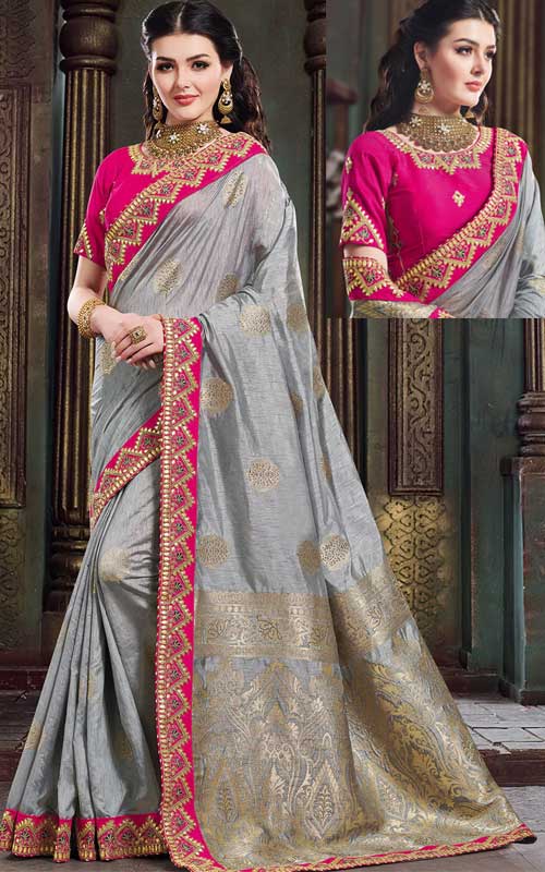 Zari Motifs Gota Patti Saree