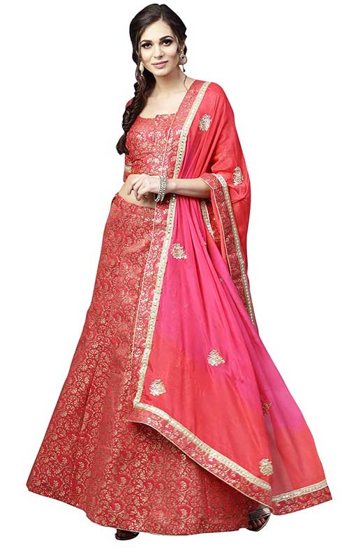 Banarasi Silk Semi Stitched Anarkali Style Lehenga 