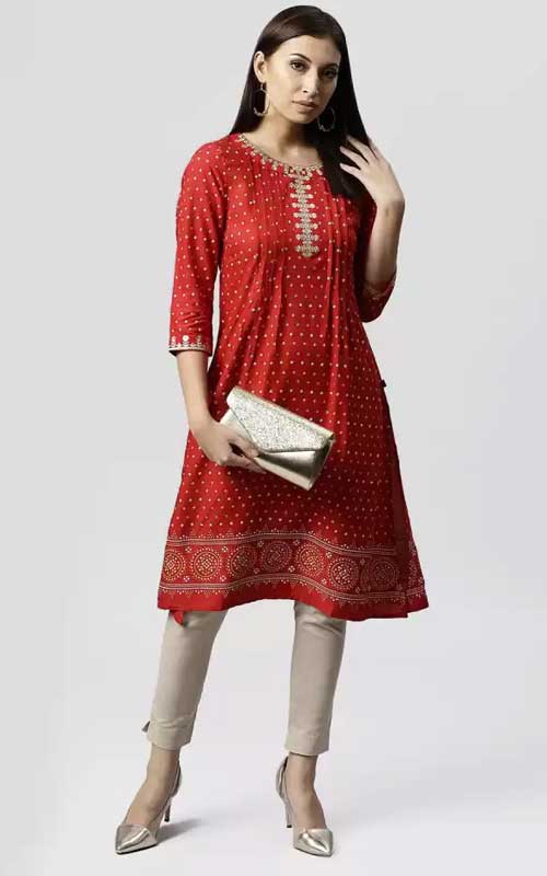 Bandhni Print A-line Kurta