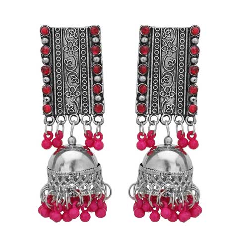 Designer Festive Collection Oxidized Silver Jhumka